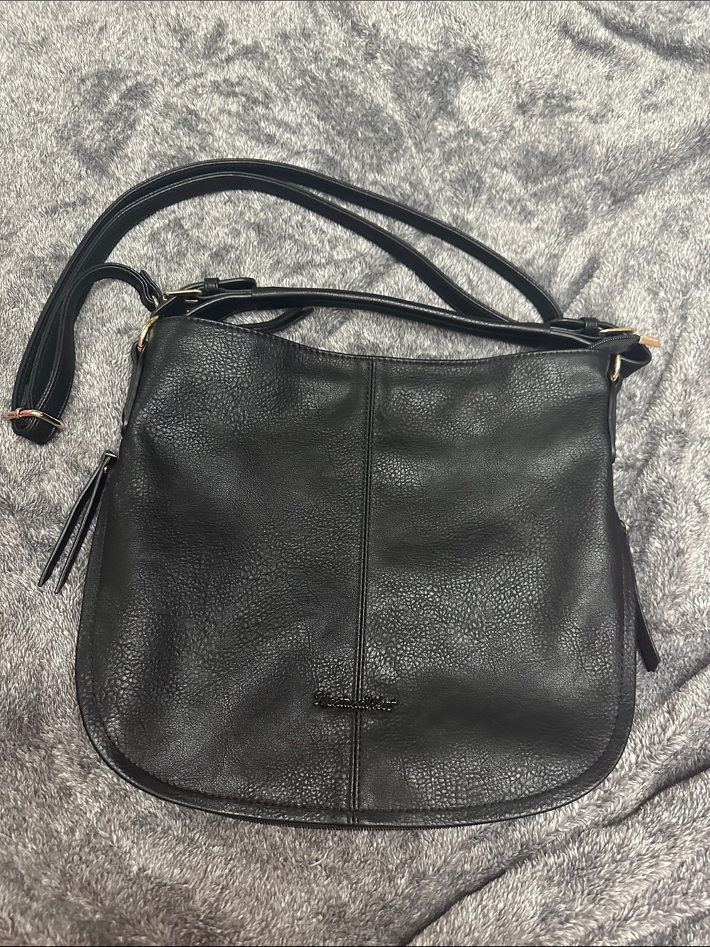 Montana West Black Pebbled Leather Shoulder Bag